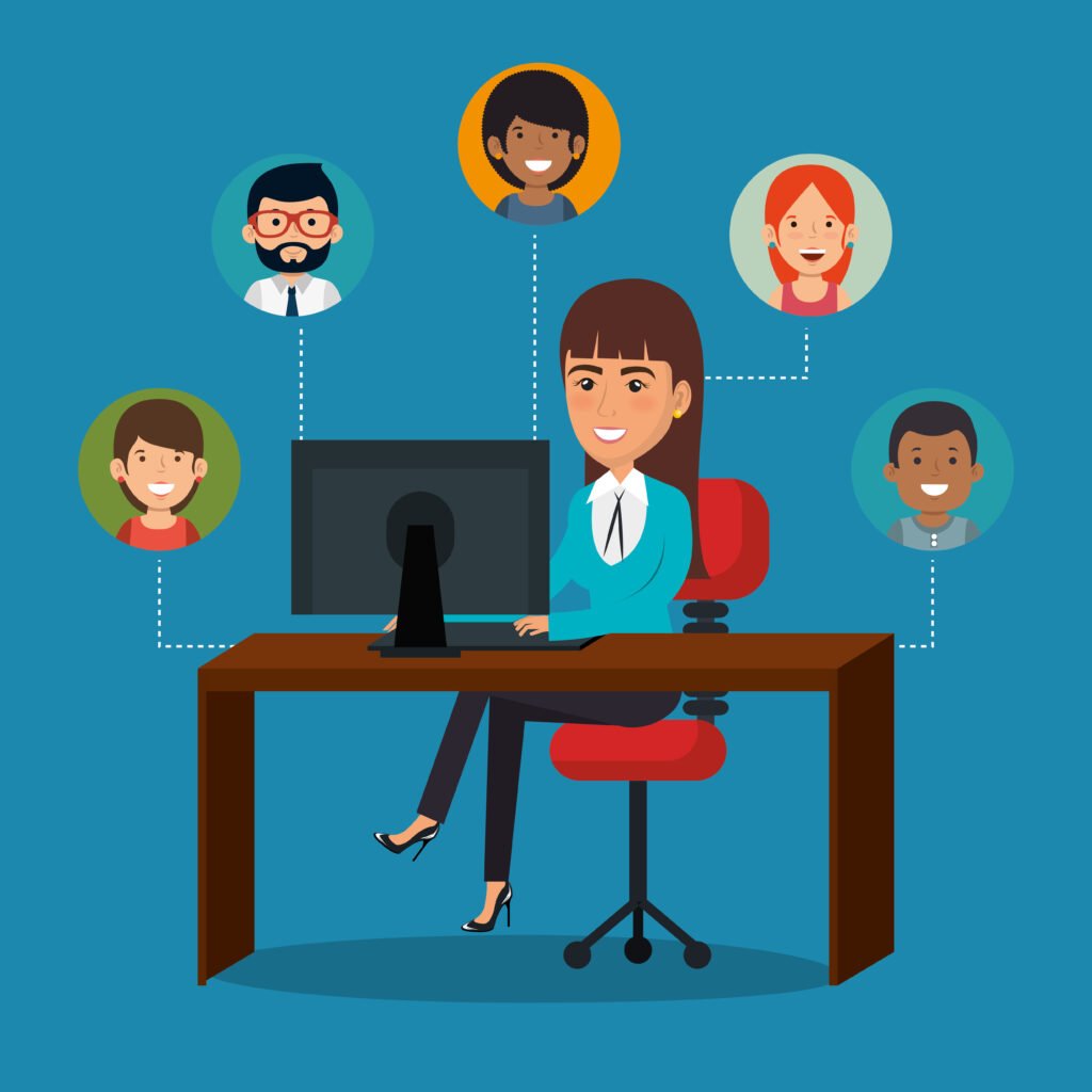 HR professional sourcing the candidates at workspace illustration